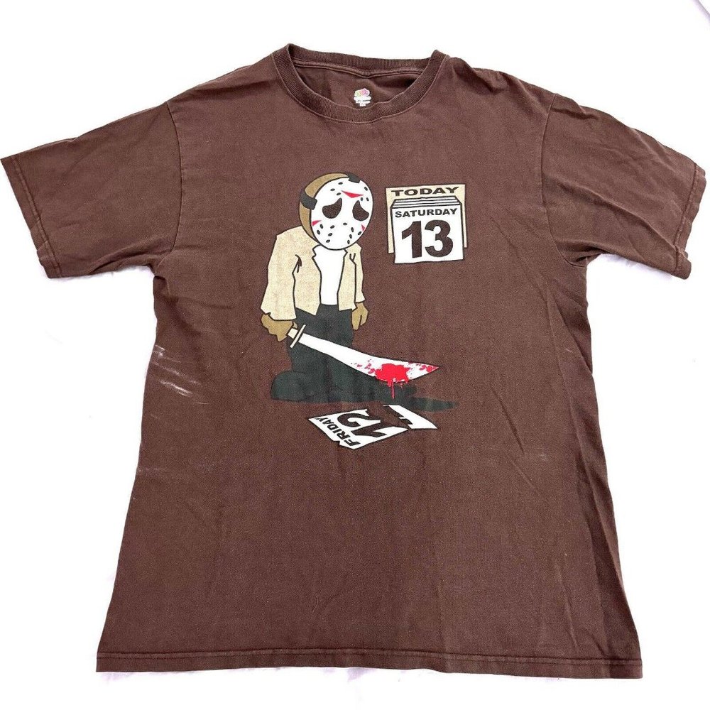 Friday The 13th Jason Voorhees Horror Humor Men's Brown Size Medium T Shirt